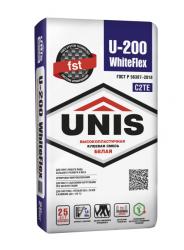 Клей для плитки Unis Whiteflex U200 эластичный армированный микроволокнами белый 25кг