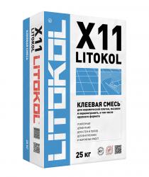 Клей для плитки Litokol X11 армированный фиброволокном морозоустойчивый 25кг 075150002